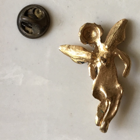 Vintage Jewelry Vintage Large Gold Angel Lapel Pin Brooch Poshmark